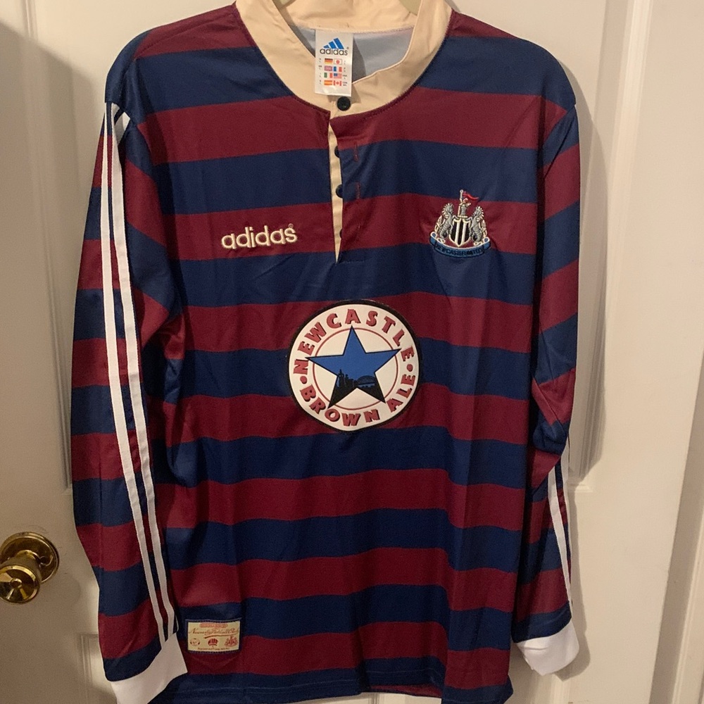 Adidas Maroon and Navy Striped Football Jersey